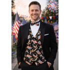 Love the USA Flag Tuxedo Vest and Bow Tie Set — Patriotic Formal Wear for Weddings, Parties, or Gift for USA Lovers